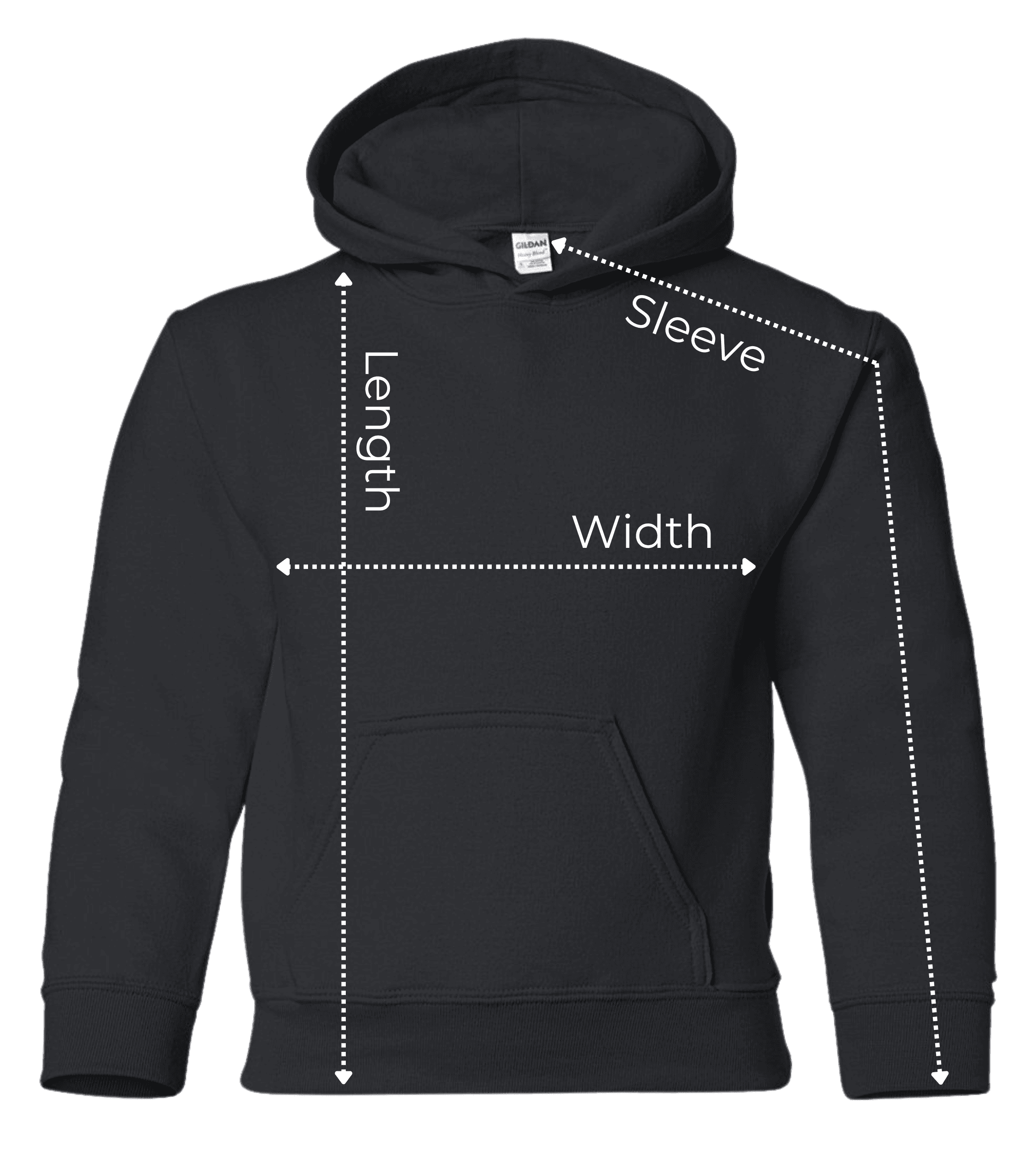 Size guidelines – Youth Heavy Blend Hooded Sweatshirt